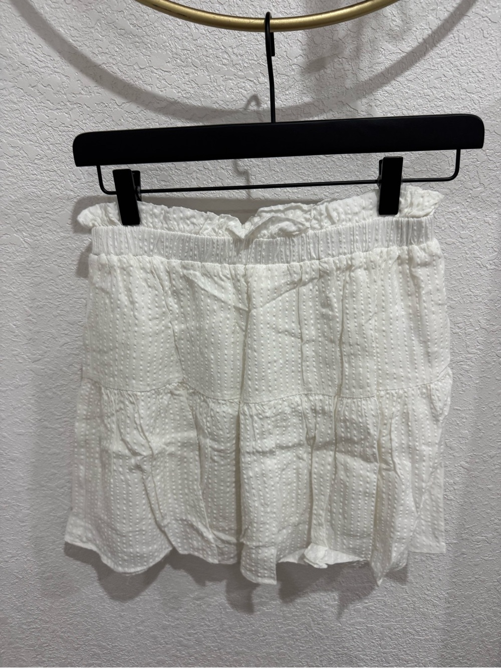 Altar’d State White Textured Tiered Mini Skirt